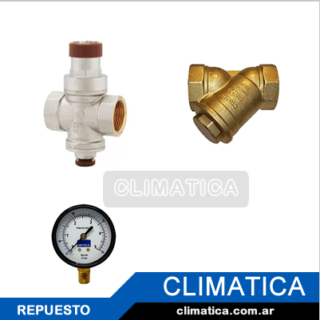 Kit Válvula Reductora Presión Agua ¾¨ Con Manómetro Y Filtro